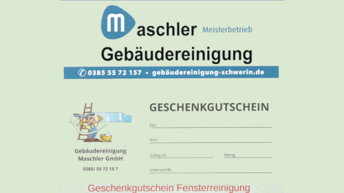 Gutschein für professionelle Fensterreinigung, das ideale Geschenk zu den Festtagen und anderen Anlässen.